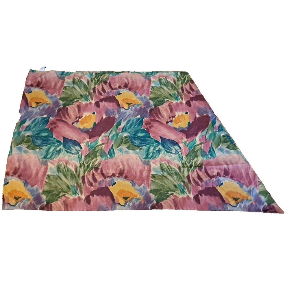 Vintage Ifi Curtain Fabric Panel Watercolor Floral Extra Long 140x42 READ